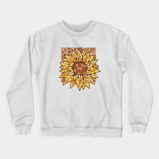 Sunflower Mosaic Retro Flora Positive Minimalist Vintage Crewneck Sweatshirt